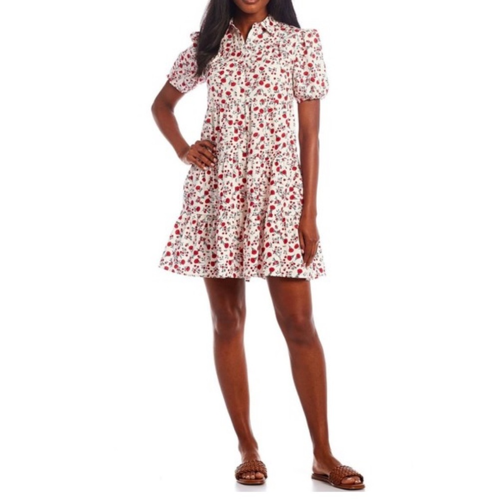 Eliza J Red and White Floral Dress